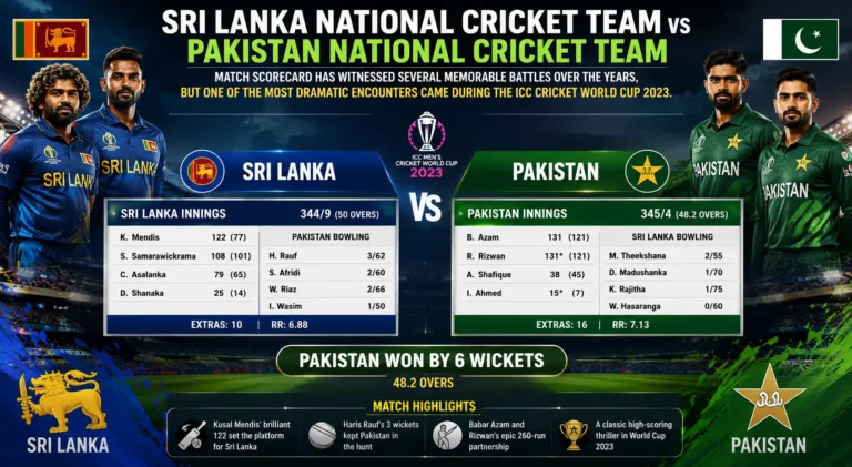 Sri Lanka National Cricket Team vs Pakistan National Cricket Team match scorecard, highlights and player statistics