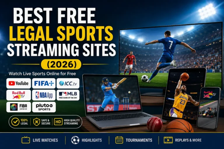 Best Free Legal Sports Streaming Sites (2026) Best free legal sports streaming sites on laptop and mobile devices in 2026