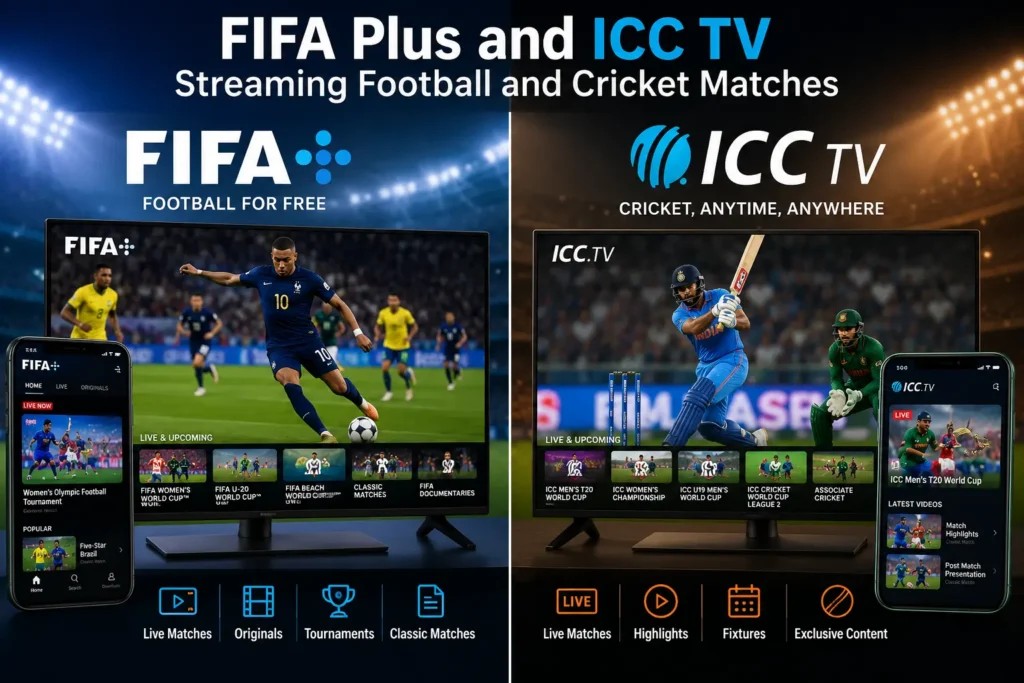 Best free legal sports streaming sites: FIFA Plus and ICC TV streaming football and cricket matches