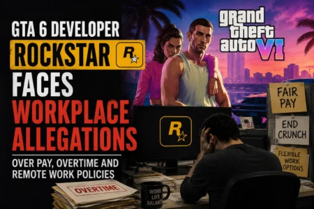 Rockstar Games logo displayed alongside GTA 6 promotional artwork