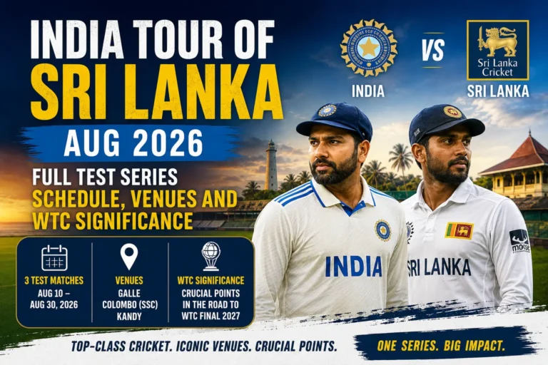 India vs Sri Lanka Test Series 2026: Dates, Venues and Full Schedule