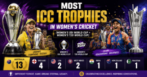Most ICC Trophies in Women's Cricket (Women's ODI World Cup + Women's T20 World Cup)