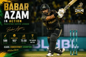 Babar Azam celebrating after scoring an international century for Pakistan.