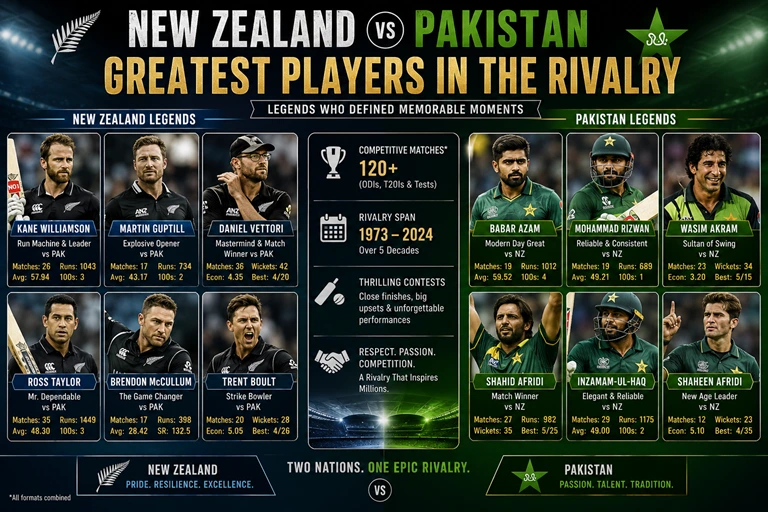 New Zealand National Cricket Team vs Pakistan National Cricket Team Greatest Players in the Rivalry