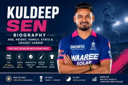 Kuldeep Sen bowling for India during an ODI international match.
