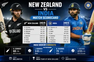 New Zealand National Cricket Team vs India National Cricket Team Match Scorecard Latest Results, History & Analysis