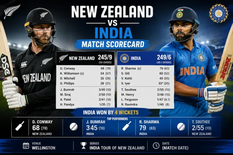 New Zealand National Cricket Team vs India National Cricket Team Match Scorecard Latest Results, History & Analysis